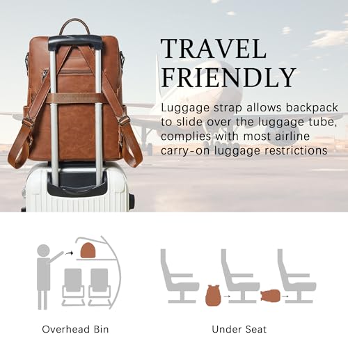 Image of Shrrie Vegan Leather Laptop Backpack for Women 15.6 inch Work Backpack Fashion Travel Backpack Purse for Business College