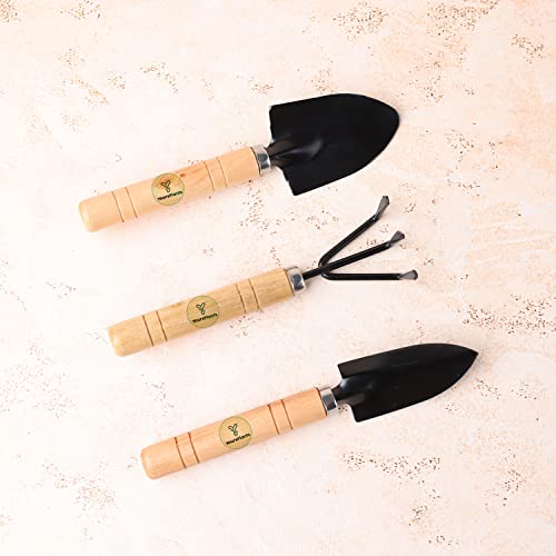 YoursPlants 3pcs Wooden Gardening Tool Set (Beige)