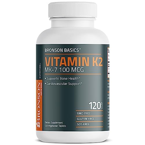 Bronson Vitamin K2 Mk-7 100 Mcg, K2 As Mk7 Menaquinone, Bone Support Non-Gmo, 120 Tablets #TOP4