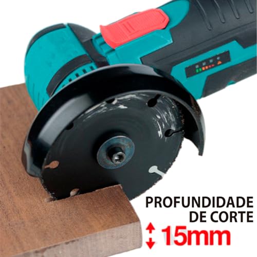 Esmerilhadeira Lixadeira Corte Polimento Elétrica Profissional Angular Recarregável Bateria com Male