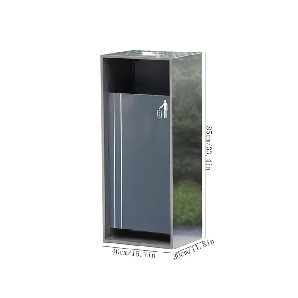 Outdoor Trash Can, Stainless Steel Garbage Can with Ashtray for for Household Hotel Commercial Street