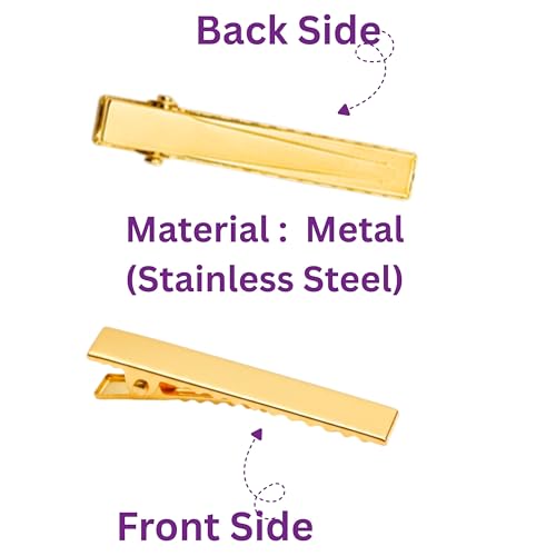 Image of ROSAURA (4.5 CM 50 Pcs) Alloy Steel Single Prong Alligator Hair Clips Base for DIY Hair Accessories, Barrette Hair Clips for Bow Making, Salon, and Hair Styling (Gold Flat)