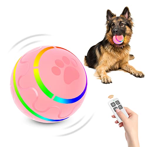 CUXMUX Smart Interactive Dog Balls, Remote Control Dog Chew Toy Ball for Aggressive Chewers, 4 Hours Running Time Rolling Balls for Dog Gifts