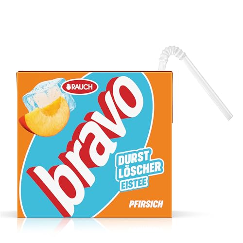 BRAVO Durstlöscher Eistee Pfirsich | Belebender Fruchtgenuss für Schule & Freizeit | Praktische Trinkpackung | 10 x 0 5l Tetra