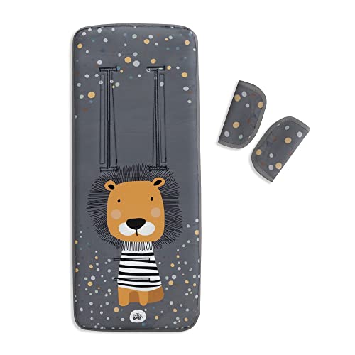 Interbaby Colchoneta Silla Paseo Universal para Verano | Transpirable y Cómoda | Funda Carro Bebe 100% Algodón, 84x34cm, Protectores para Arnés | Funda Silla Paseo León