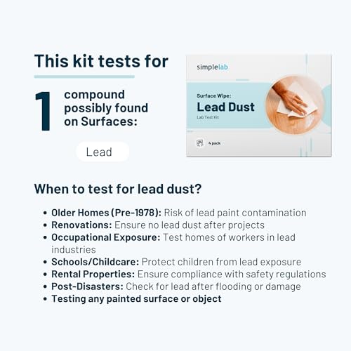 Lead Dust Surface Wipe Test by SimpleLab | 4-Pack | at-Home Sampling Lab Test Kit for Indoor Surfaces | Lead Paint Test kit | Includes Materials for 4X Samples - Must be Shipped Back Together - Thumbnail 2