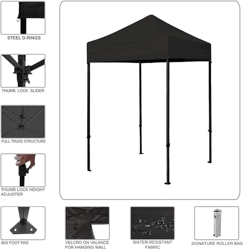 Eurmax USA 5x5ft Pop Up Canopy, Commercial Instant Tent for Outdoor Events, Patented No-Tip Rolling Storage Bag with 4 Sandbags, UV & Water Resistant, Heavy Duty Portable Shelter Gazebo,Forest Green by Eurmax - Used condition - Image 4