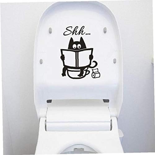 Cute Cartoon Cat Shh Toilet Stickers Bathroom Door Toilet Seat Decorative Decal Funny Decor Poster Removable Vinyl Mural Art