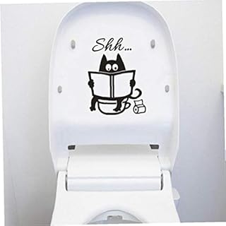Cute Cartoon Cat Shh Toilet Stickers Bathroom Door Toilet Seat Decorative Decal Funny Decor Poster Removable Vinyl Mural Art