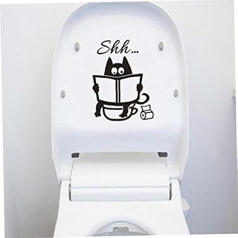 Amoyer Lindo Gato de Dibujos Animados Shh WC Pegatinas Cover
