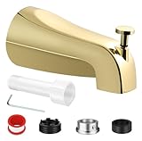 Universal Gold Tub Spout for 1/2' Copper Pipe, 1/2' IPS and 3/4' IPS, Bathtub Faucet with Diverter and Adapter and Hex Wrench (Polished Gold)