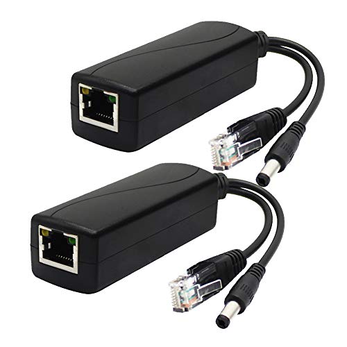 ANVISION 2-Pack Active 12V PoE Splitter Adapter, Plug 5.5mm x 2.5mm, IEEE 802.3af Compliant 10/100Mbps, for IP Camera AP Voip Phone and More
