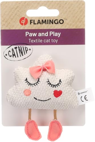Flamingo giochi per gatti – Lovu – Faccia – beige – con catnip – morbido e originale – design tenero