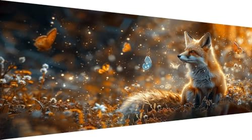 Broderie Diamant Renard 70x140cm Kit Complet Débutant Point de Croix 5D