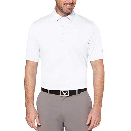 Solid Micro Hex Performance Golf Polo Shirt With Upf 50 Protection (Size Small - 3X Big & Tall), Bright White, Large #TOP16