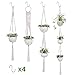 Produktbild Suchdeco Makramee Baumwollseil Blumenampel Hängeampel Blumentopf Pflanzen Halter Aufhänger für Innen Außen Decken Balkone Wanddekoration 4 Stück
