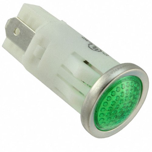VCC 1092 Series LED Panel Mount Indicator with Tab Terminals and Semi Dome Lens, 0.500-Inch/12.7mm Diameter, 125 Volt, Green