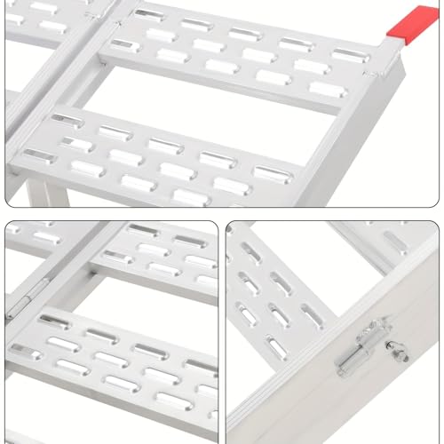 IHEX Ramps for Pickup Trucks,Aluminum Loading Ramps 1500lbs Capacity,Tri-Fold Ramp for ATV,Motorcycle,Lawn Mower,Truck Bed,Dirt Bike
