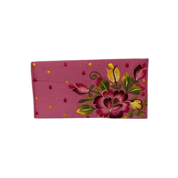 Lavanya Latest Fashions | Traditional Potli Bags with Envelope Set for Special Occasion Wedding | Traditional Party Favor Bags | Combo of potli Purse and Envelope | Silk Fabric Embroidered Pink - Image 5