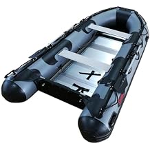 Seamax 12.5ft Inflatable Boat, 6-Person Capacity, Max 25HP Motor, Heavy-Duty PVC for Outdoor Recreation Use, Fishing & Cruising Dark Grey