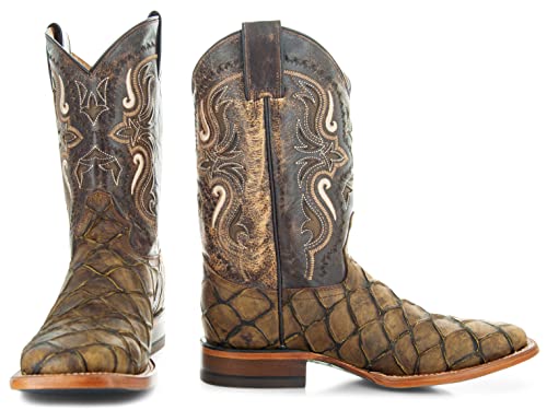 Soto Boots Men's Pirarucu Print Cowboy Boots H4015 (Brown,7) #TOP1