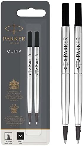 Parker Rollerball Pen Refills | Medium Point | Black QUINK Ink | 2 Count