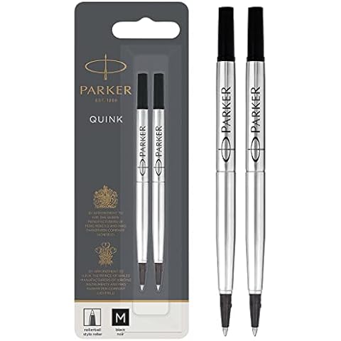 Parker Rollerball Pen Refills | Medium Point | Black QUINK Ink | 2 Count Cover