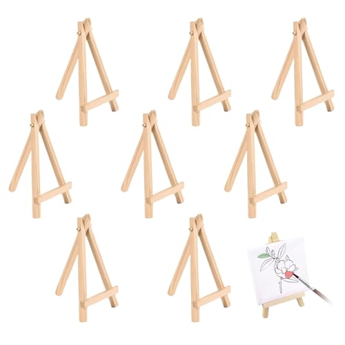 Mini Caballete,8 Pcs Mini Caballete De Madera Plegable Triangular Soporte Para Exhibir Fotos Pinturas Dibujos Y Lienzos Ideal Para Bodas Cumpleaños Bautismo Fiestas Y Arte