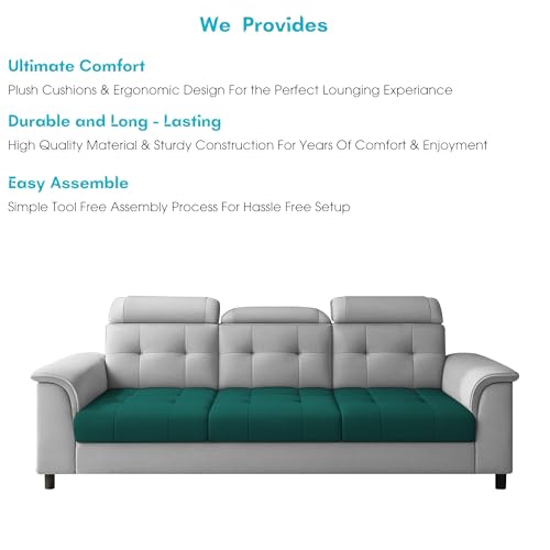 Image of Casaliving Ella 3 Seater Sofa Set for Living Room (Pine Grey Colour Fabric) Premium Fabric Sofa