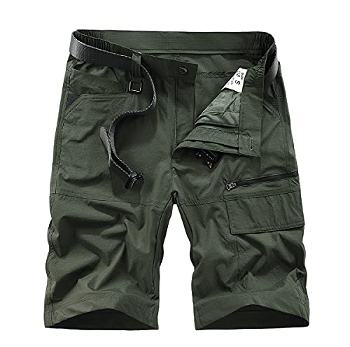 Men's Hiking Cargo Shorts Quick Drying Sun Protection Tear Resistant Outdoor Shorts with 5 Pockets S01# Army Green
