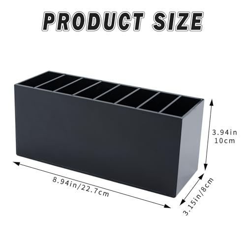 Money Organizer for Cash with 8 Compartments, Black Acrylic Cash Tray & Cash Drawer Insert, Durable Money Holder for Bills, Cash Divider Box for Cash Sorting and Cash Storage
