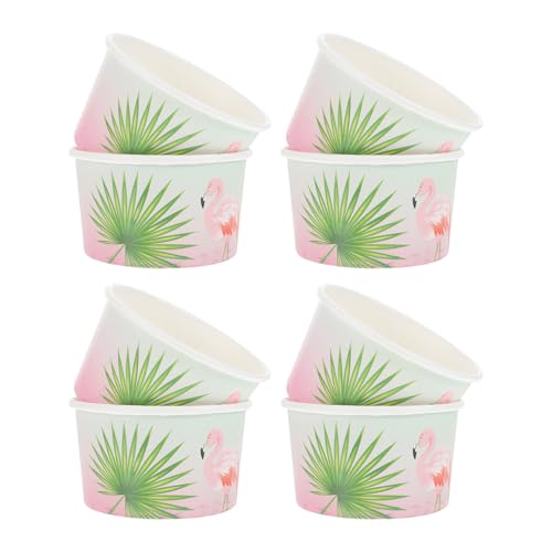 Beavorty 8pcs Assorted Colour Flamingo Paper Bowls for Ice Cream and Desserts, Sturdy Paper Material, Smooth to The Touch, for Party Supplies and Snacks