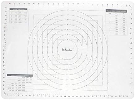 Webake Pastry Mat Silicone Non Stick Baking Sheet Rolling Mat with Measurements 70 x 50 CM / 27.5'' x 19.6'' for Fondant Dough Cookies Cake Macarons Pizza Bread Mat - Transparent