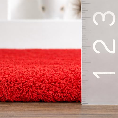 Image of 3D Shaggy Polyester Carpet Rug Runner Area Mats for Bedroom /Living Area /Home with Anti Slip Backing Soft /Fluffy Hight Pile - (3D Red B, 2x6 feet)