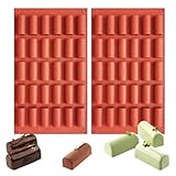 Silicone Mini Log Molds, Chocolate Bar Molds Somall Baking Tray, 2 Packs, 30-Cavities Handmade Mould for Chocolate Energy Bars Protein Nutrition Cereal Bars