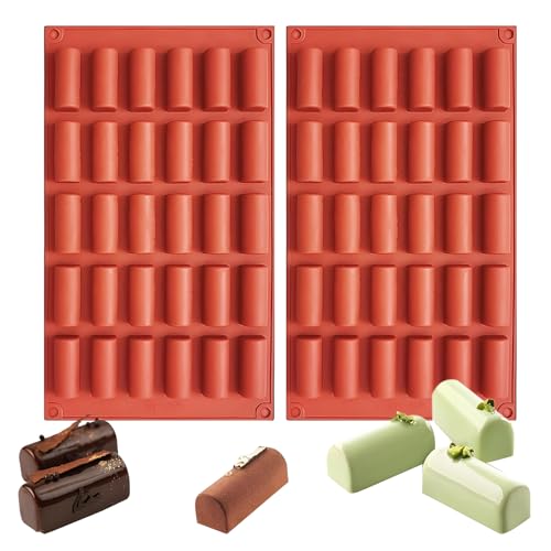 Silicone Mini Log Molds, Chocolate Bar Molds Somall Baking Tray, 2 Packs, 30-Cavities Handmade Mould for Chocolate Energy Bars Protein Nutrition Cereal Bars