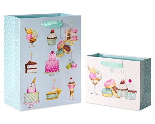 Papyrus Gift Bags - Designed by Bella Pilar (Desserts) for Birthdays, Bridal Showers, Baby Showers and All Occasions (2 Bags, 1 Large 13", 1 Medium 9") by Papyrus - Used condition - US$12.12