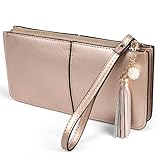 befen Genuine Leather Wristlet Clutch for Women Ultra-Slim Ladies Credit Card Holder Wallet Purses with RFID Protection (Champagne Gold)