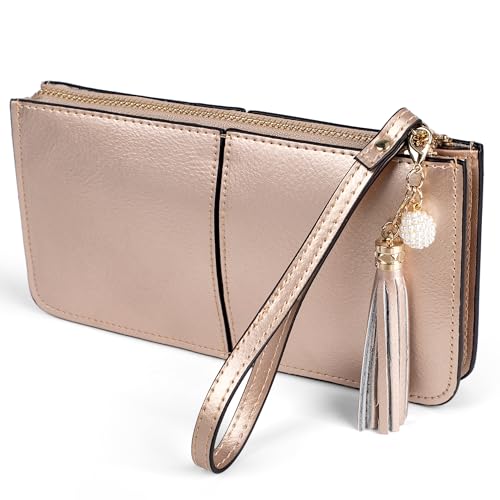 Portefeuille pour femme en cuir befen, petite pochette téléphone multi-poches champagne