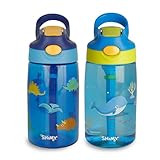 SHIMY Termos para Agua de Niños (2 Piezas de 500 ml c/u), con Tapa a Prueba de Fugas, Popote y Boquilla de Silicón, Vasos...