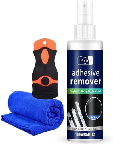 Adhesive Remover Decal & Sticker Removal Spray to Remove Glue, Labels, Residue on Windows & Bumpers of Car, Home & Boat with Scraper Tool - 3.4 oz/100ml