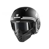 Gafas solares integradas: No Shark Casco de moto DRAK 72, negro/blanco, talla S
