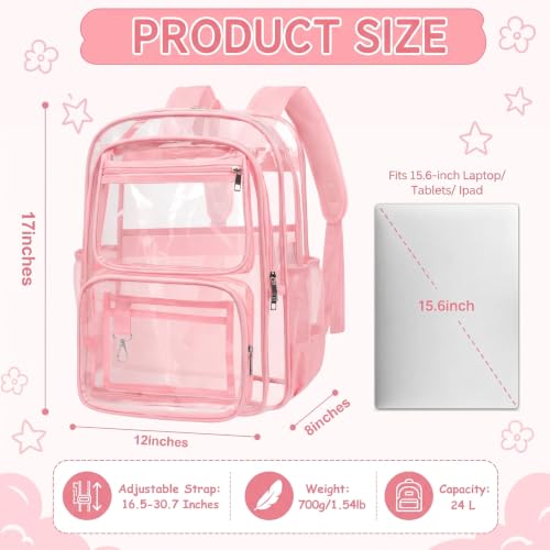 Attmu Clear Backpack for School, 17 inch Large Heavy Duty PVC Clear Bookbag by Attmu - Used condition - Image 2