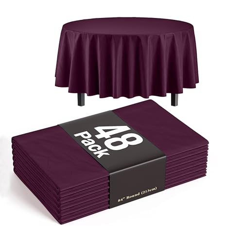 Exquisite Plum Round Tablecloth 84" - 48 Pack