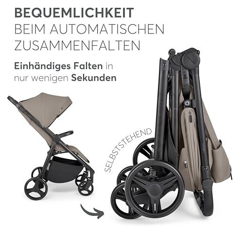 KikkaBoo Reisebuggy Kinderwagen URBAN, Buggy mit Liegefunktion ab Geburt bis 22 kg, Klein Zusammenklappbar, Leicht, EVA Räder mit Federung, Höhenverstellbarer Griff, Beige