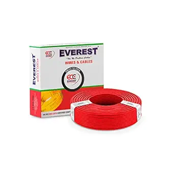 EVEREST WIRES AND CABLES Insulated Copper Wire Single Core Flexible House Cable for Domestic & Industrial Connections Electric Wire (90 Meters, Red, 1.5 Sq MM)