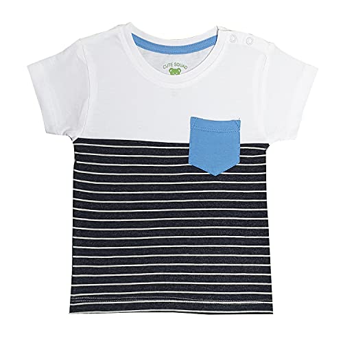 Image of Pack of 6 Baby Boys and Girls 100% Cotton Printed Regular fit Tshirts with Shoulder Poppers (0 to 24 Months)