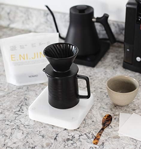 mondays. Pour Over Coffee Maker Set, Premium Ceramic V60 Dripper & Decanter, 1-2 Cup Home Filter Coffee Maker (Black)