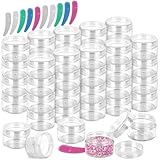 40 Pcs Plastic Cosmetic Containers with Clear Lids, 0.5 Oz Small Makeup Sample Jars Empty Pot Containers Round Travel Cosmetic Jars for Cream Powder Liquid Lotion Sample