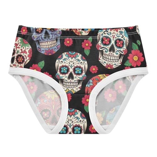 Toddler Underwear Floral 2t Cotton Cute Panties Girl Print Kids Briefs Undies Colorful Skulls Red Floral Black
